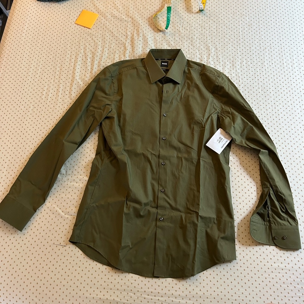 NWT Boss Olive Dress Shirt